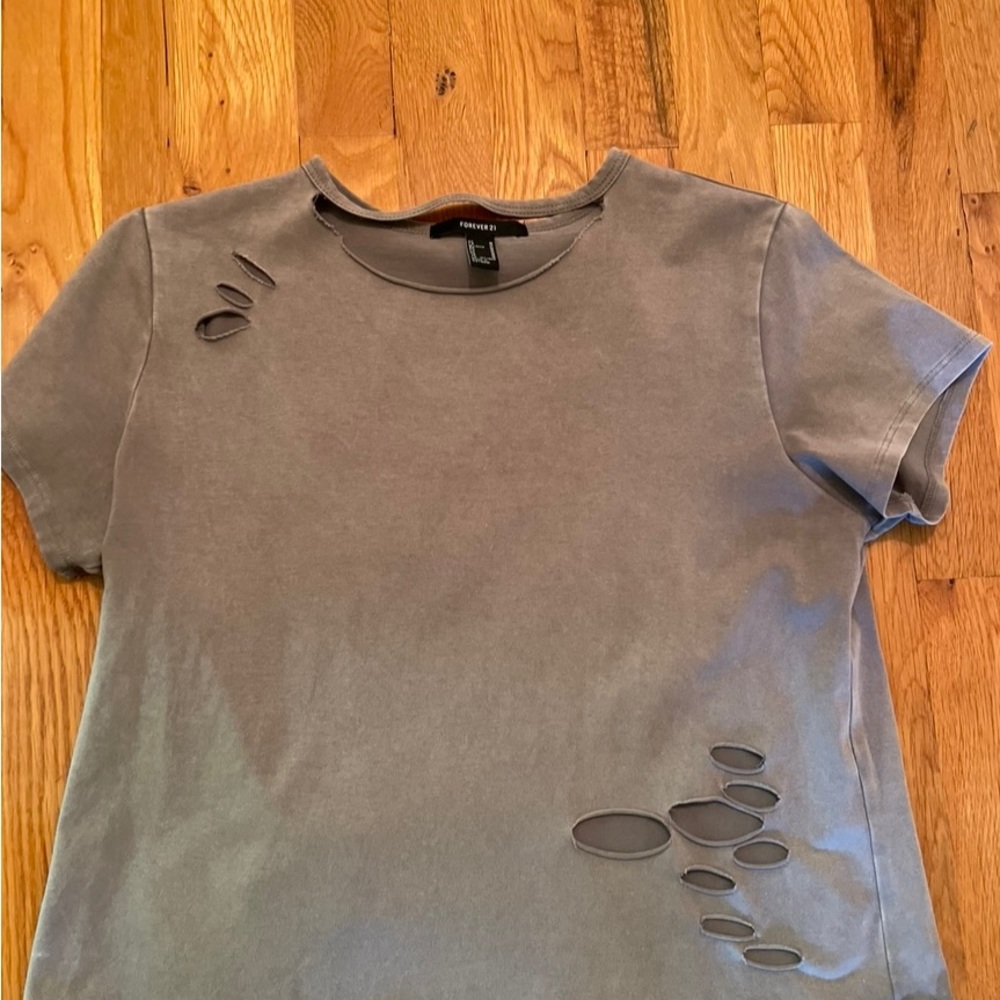 Forever 21 Distressed Gray T-Shirt